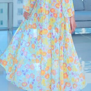 Free Spirit Floral Full-Length Robe Sz M/L Savage light weight pool beach vacay